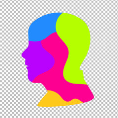 Colorful Human head silhouette. Vector illustration. Isolated on a transparent background.