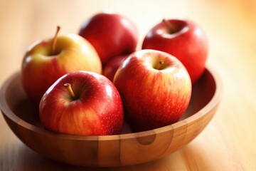 Fototapeta na wymiar red apples on bowl. generative ai