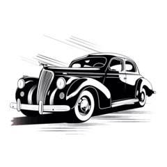 Deurstickers Vintage car silhouette. Vector illustration, white background © somuttes