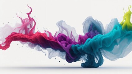 Colorful abstract smoke explosion on white background. Generative AI