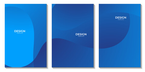 set of flyers modern simple blue wave gradient vector background for business