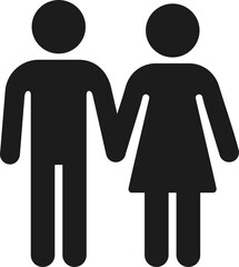 Male and female symbols, couple holding hands icon