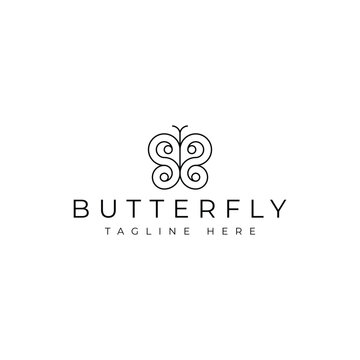 butterfly line logo design