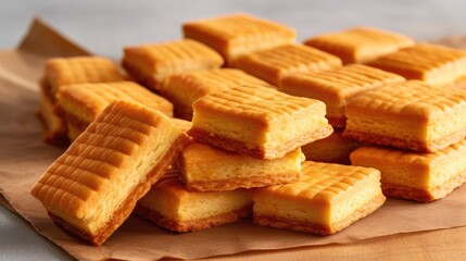 Fototapeta na wymiar Rectangular butter biscuits