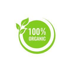 100% Organic icon. Organic product label sign symbol. Organic logo design