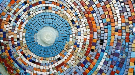 mosaic tiles texture abstract background with circles - obrazy, fototapety, plakaty