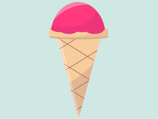 ストロベリーアイスクリーム。ソフトクリーム。ベクターイラスト