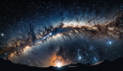 Panorama view universe space shot of milky way galaxy