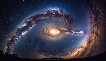 Panorama view universe space shot of milky way galaxy