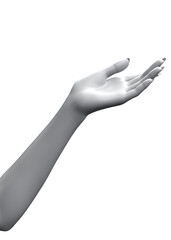 3D Gray female hand