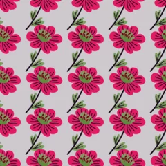 Foto auf Acrylglas Simple chamomile flower seamless pattern. Decorative naive botanical wallpaper. Cute stylized flowers background. © smth.design