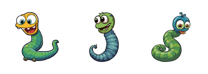 Obraz premium Cute cartoon worm. Vector illustration.