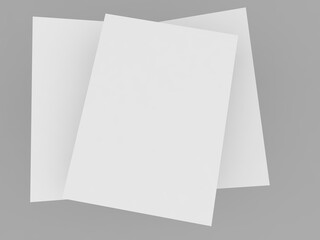 Double open brochure mockup and paper sheet on gray background .3d render illustration.