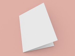 Double open brochure mockup on pink background .3d render illustration.