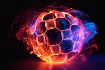 Vibrant ball of fire with neon glow lines, symbolizing energy, heat, and abstract power inferno ignited. Ai generative.