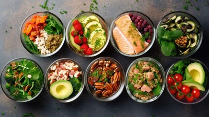 Fototapeta na wymiar Assortment of healthy food dishes