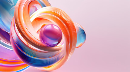 Colorful abstract waves, circles and spheres in motion. Futuristic background design with pattern and curve elements. Ai generative.