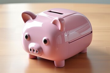 Upside Down Piggy Bank. Pink Ceramic Money Box for Savings, Wealth and Retirement Planning with Currency Coins. Generative AI