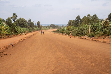 The dirt roads in Tanzania in between small villages