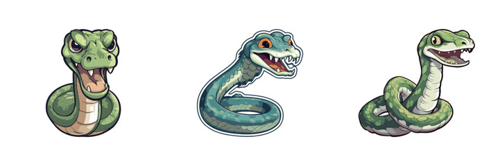 Cartoon snake on a white background. Vector illustration.