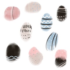 Set of watercolor elements, marine fantasy stones