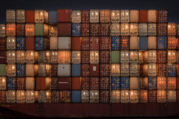 Obraz premium Industrial transportation and distribution at a commercial dock, enhancing logistics with modern container handling and storage facilities efficient cargo operations. Ai generative.