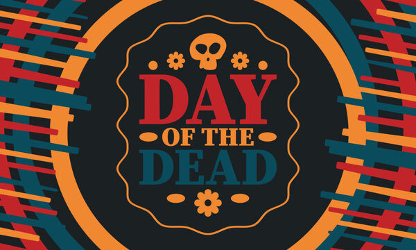 Day of the Dead in November. A holiday dedicated to the memory of the dead. Celebrate annual in Mexico and other Latin American countries. Mexican and Hispanic tradition pattern and texture with skull
