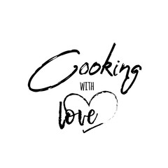Vector calligraphy. Card with hand drawn unique typography design element for greeting cards, decoration. Live love cook. Handwritten lettering quote about food and cooking