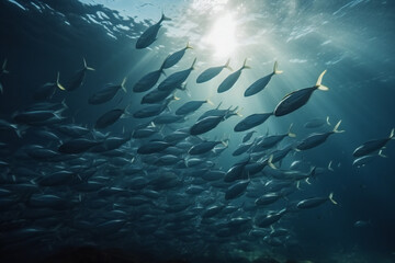 underwater scene with fishes, ai generated