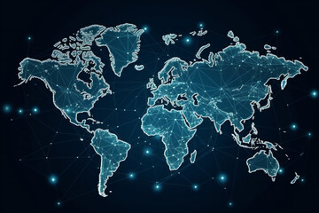 blue world map, ai generated