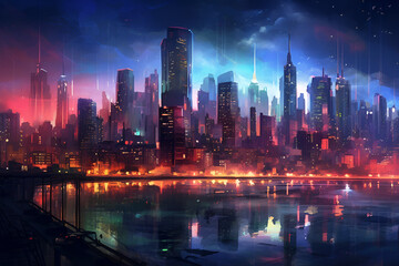 Obraz premium city skyline at night