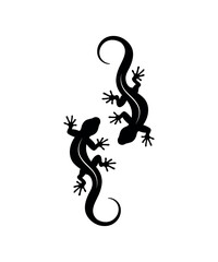 Two lizards silhouettes - obrazy, fototapety, plakaty