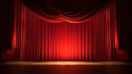 curtain backdrop red velvet theater background for entertainment show and music performances ai generative
