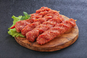 Raw beef kebab minced meat