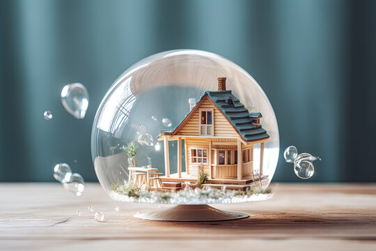 Real estate bubble. Housing, subprime mortgage crisis of home loans. Generative AI