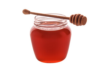 Honey in a jar isolated on a white background
