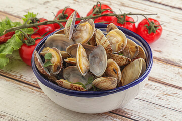 Vongole shellfish mollusc clem with butter