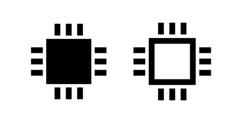 Chip icon. Microchip or integrated circuit (IC) pictogram. Symbol of technology, computer and processor or electronic circuit.