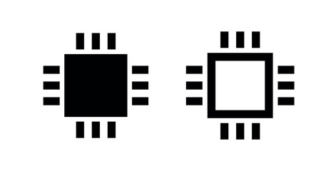Chip icon. Microchip or integrated circuit (IC) pictogram. Symbol of technology, computer and processor or electronic circuit.