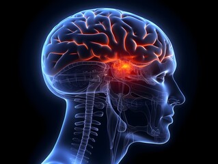 Epilepsy brain pain illustration, Generative AI