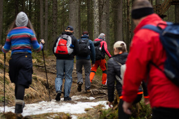 hiking in the mountains
