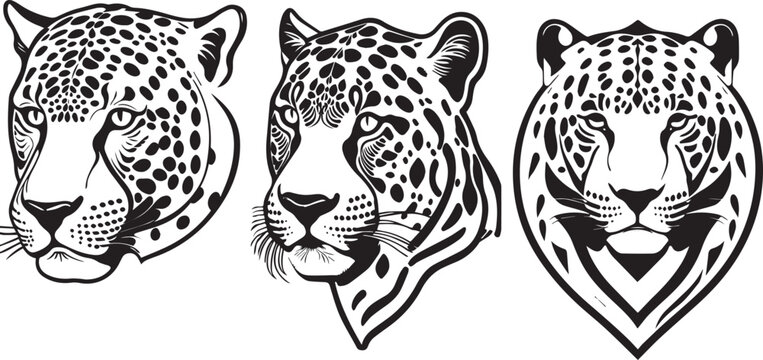 Black Jaguar's Head Silhouette Vector Art