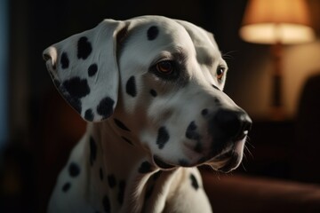 Portrait of a dog of the Dalmatian breed close-up, generative ai