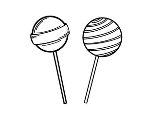 lollipop candy isolated icon set Outline Simple vector illustration