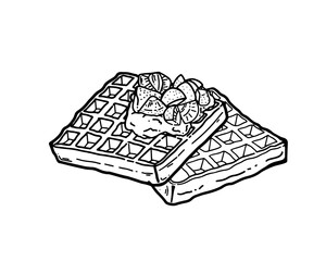 Waffle, whipped, cream strawberry icon Outline Simple vector illustration