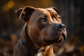 Portrait of a dog of the American Pit Bull Terrier breed close-up, generative ai
