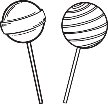 lollipop candy isolated icon set Outline Simple vector illustration