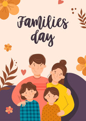 Fototapeta na wymiar happy family in autumn, Embrace the joy of Happy Families Day with an adorable hand-drawn illustration brimming with love and happiness