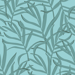 Seamless pattern with tropical green leaves.