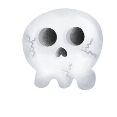 Halloween cute skull watercolor hand painted, trick or treat